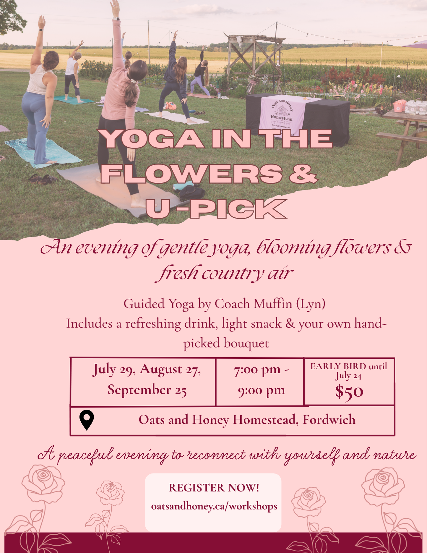 Yoga in the flowers & U-pick